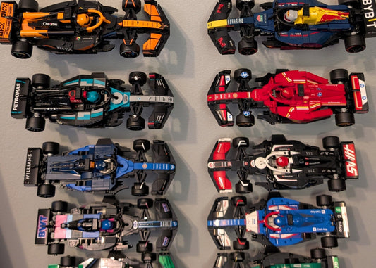 Horizontal (angled) wall display mount for LEGO F1 Speed Champions cars
