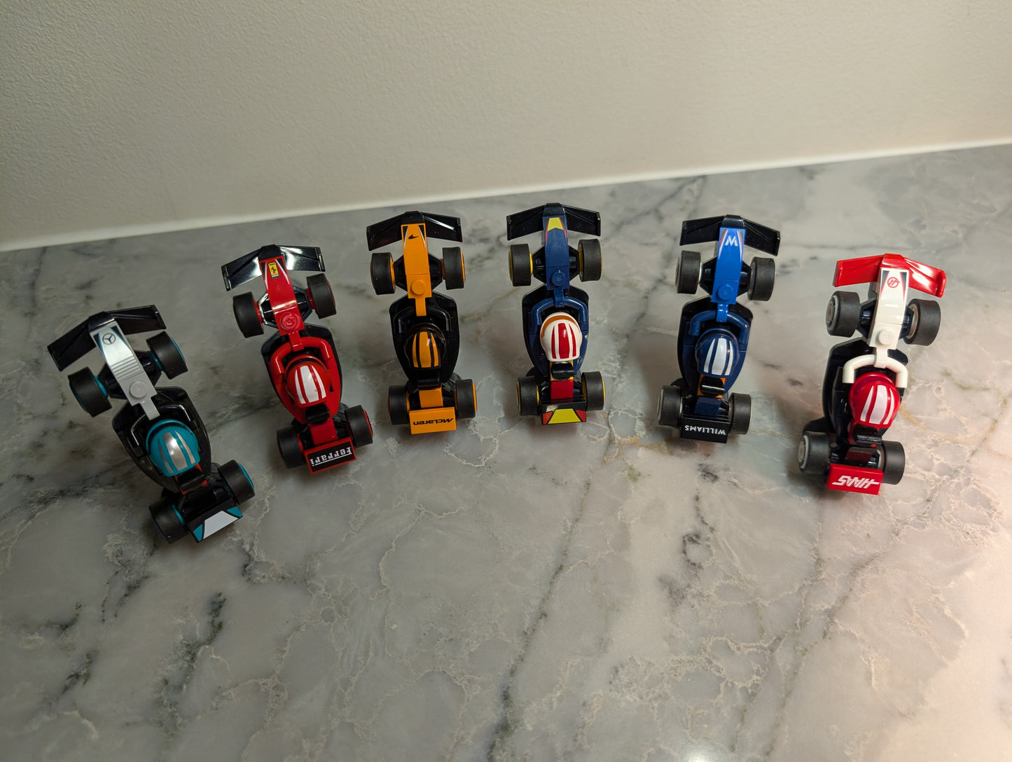 Desk and table display for LEGO F1 Collectible Race Cars