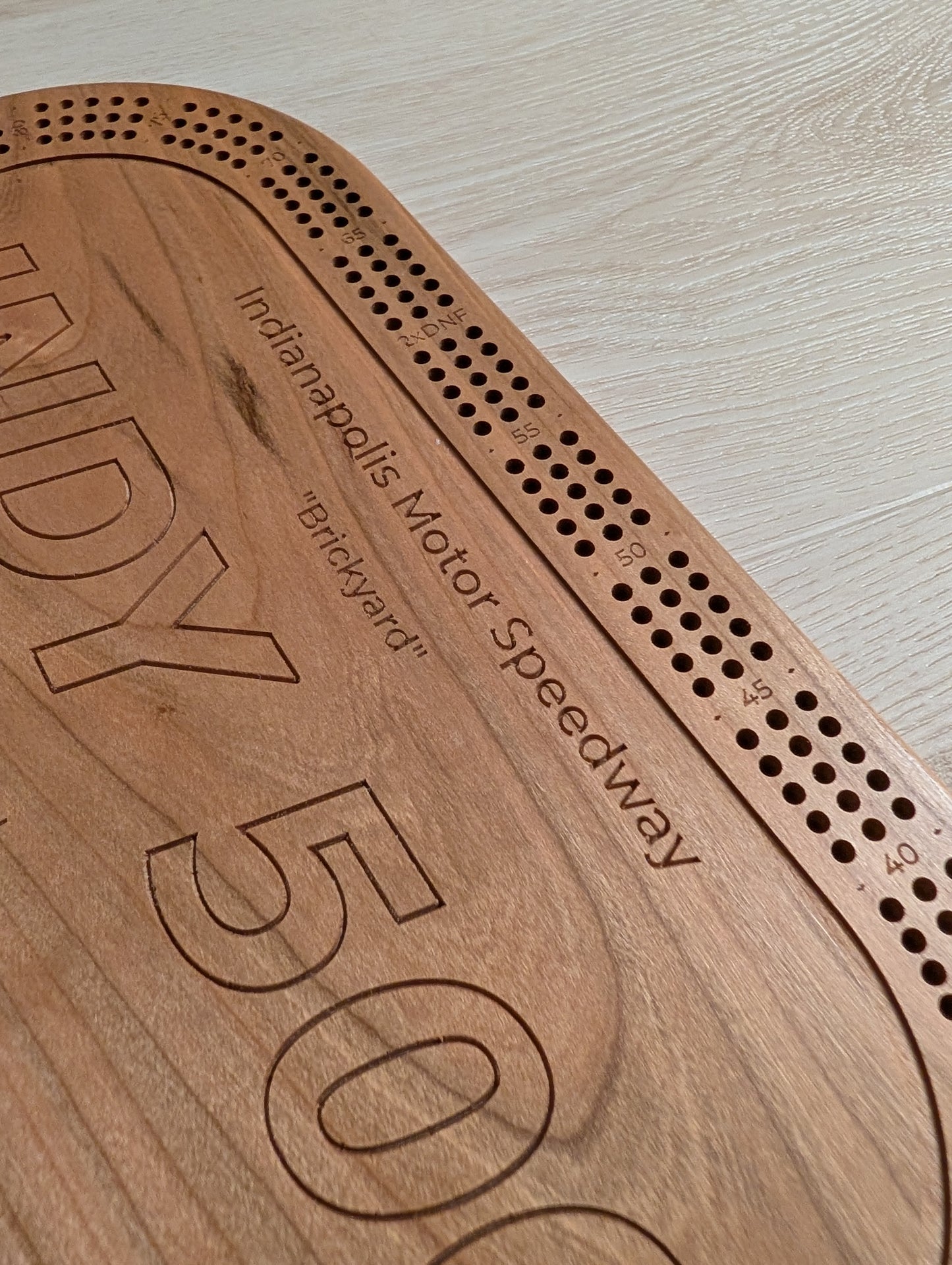 Indy 500 Race Track Cribbage Board