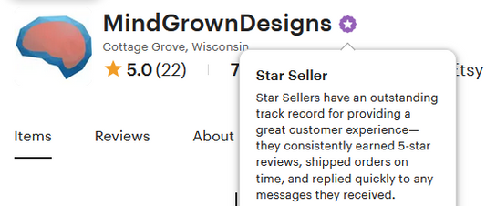 Mind Grown Designs is a Star Seller!
