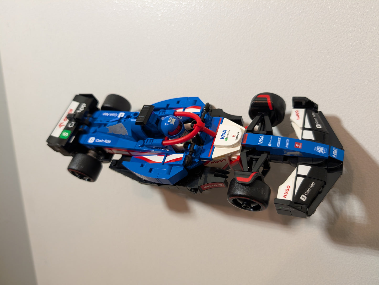 Horizontal (angled) wall display mount for LEGO F1 Speed Champions cars