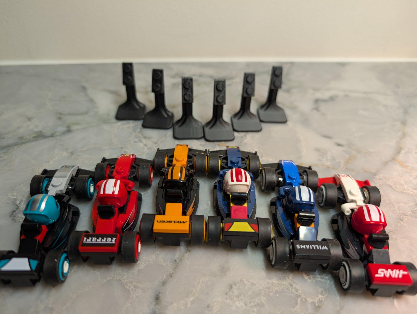 Desk and table display for LEGO F1 Collectible Race Cars