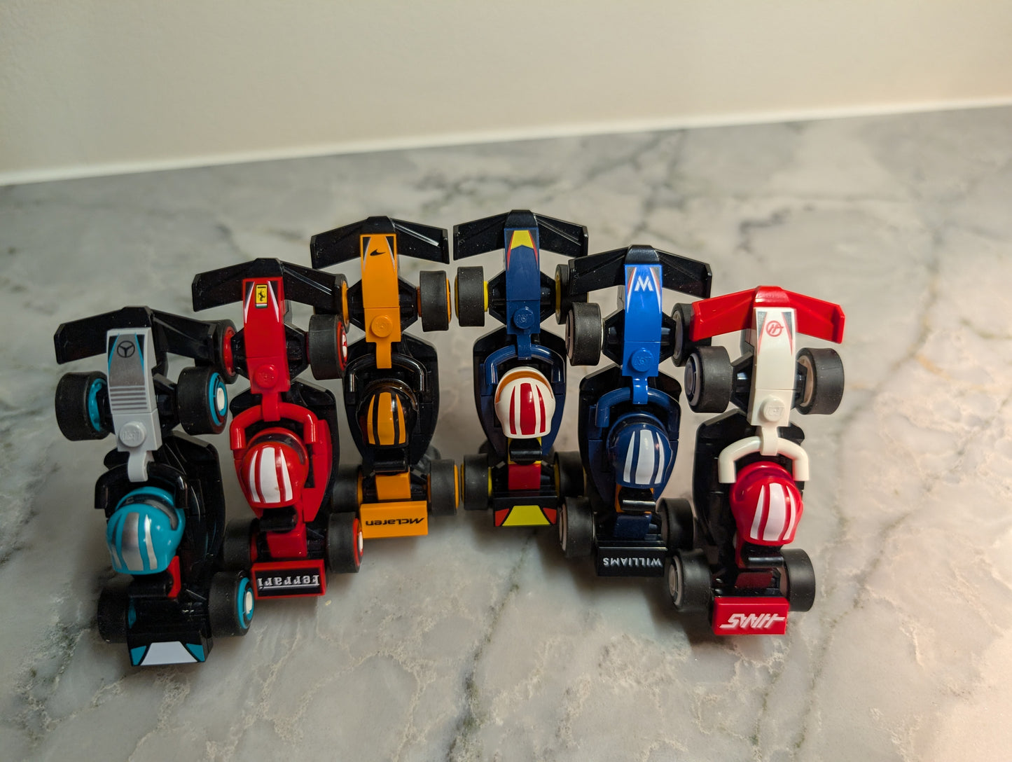 Desk and table display for LEGO F1 Collectible Race Cars