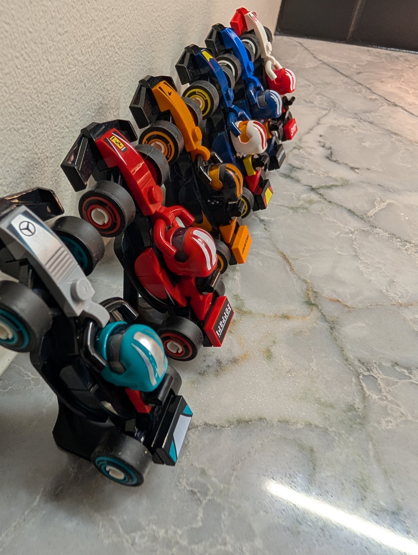 Desk and table display for LEGO F1 Collectible Race Cars