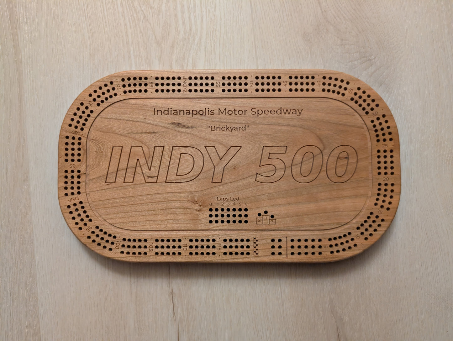 Indy 500 Race Track Cribbage Board